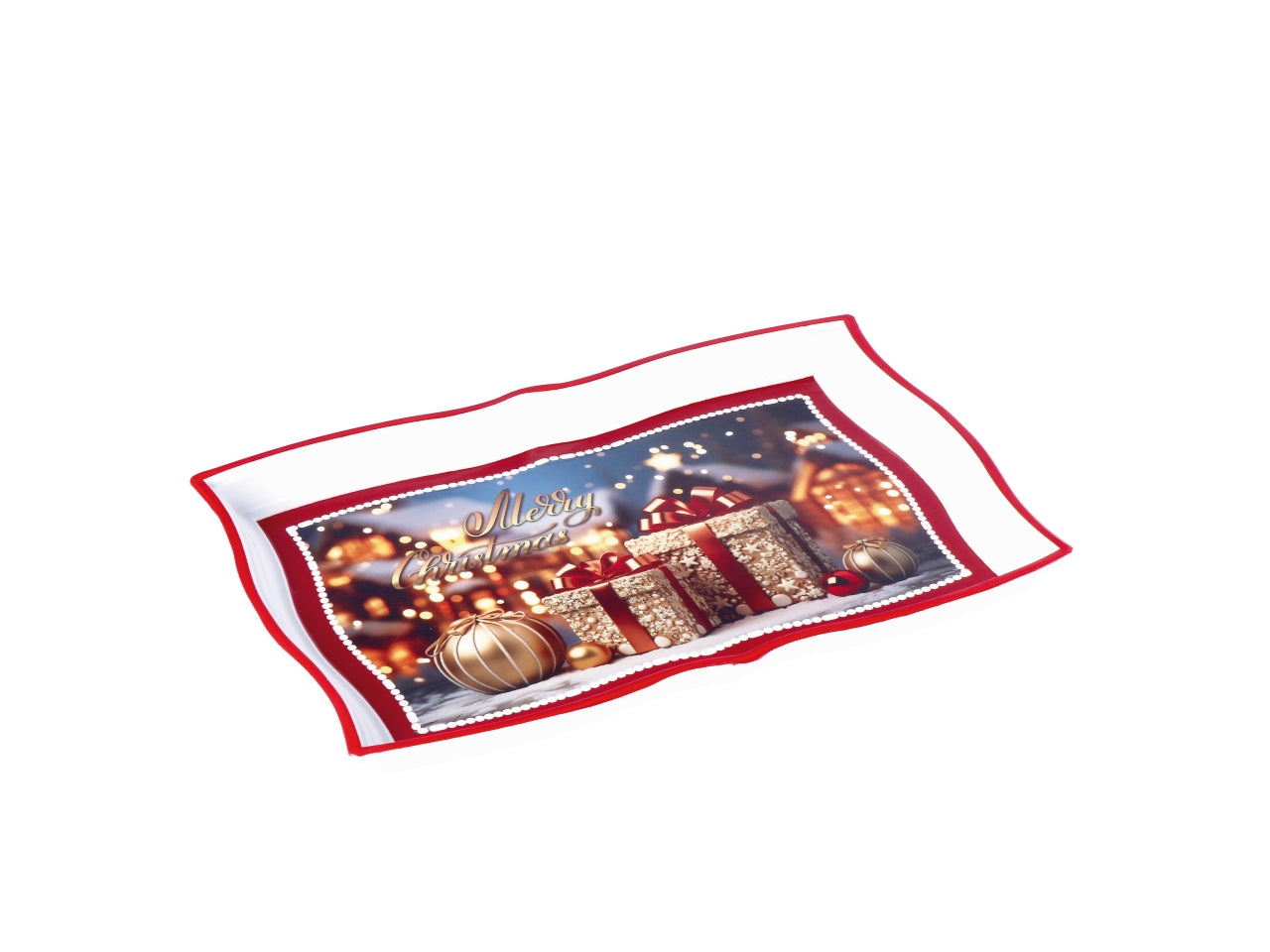 Vassoio rettangolare natalizio in plastica cm35x23xh2 -disponibile in vari assortimenti