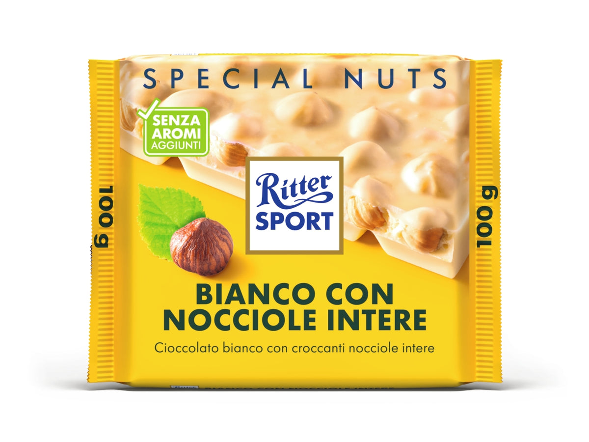 Ritter sport tavoletta 100gr cioccolato bianco con nocciole intere