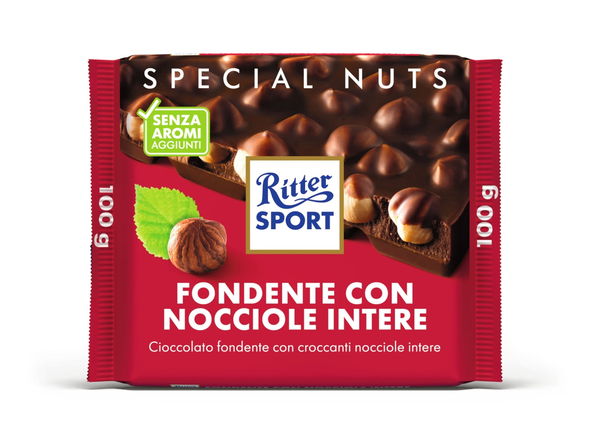 Ritter sport tavoletta 100gr cioccolato fondente con nocciole intere