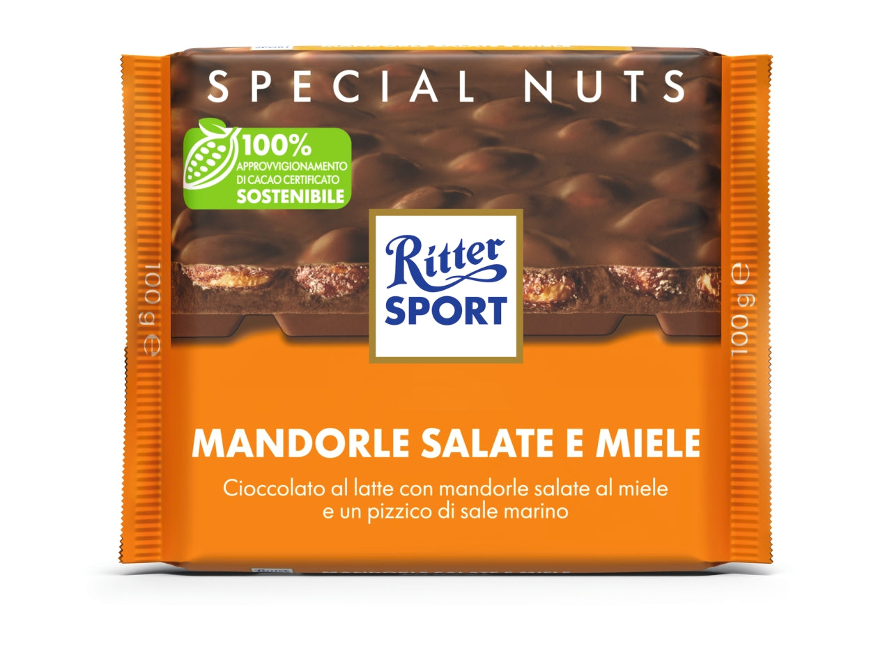 Ritter sport tavoletta 100gr al latte con mandorle salate e miele