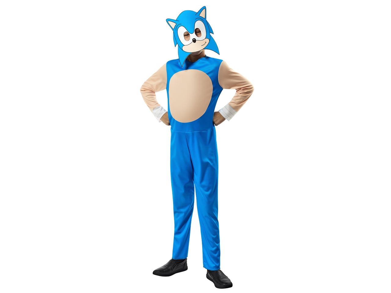 Costume Sonic the hedgehog, composto da tuta stampata e maschera taglia XXS 3-4 anni