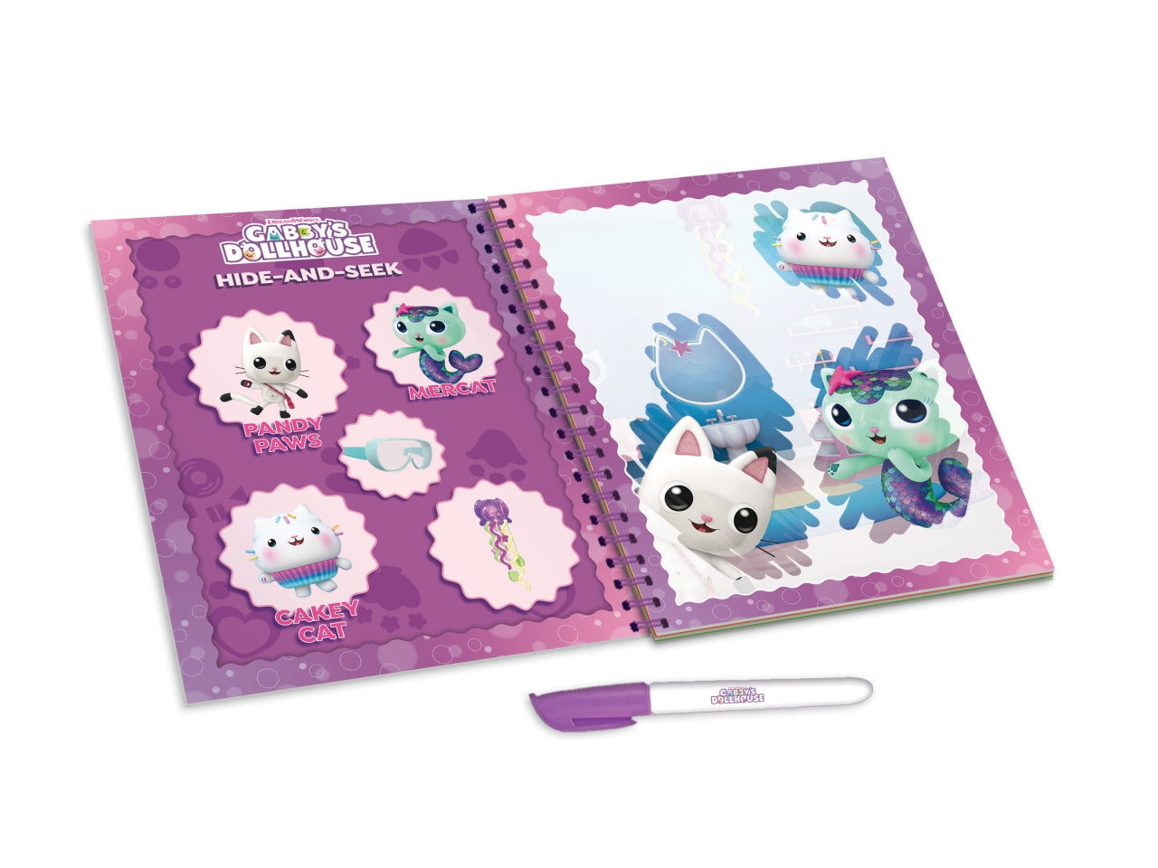 Libro Prescolare con Licenza Gabby's Dollhouse Sketchbook Meow-Mazing Waterbook - Multicolor, per Bambini da 3 Anni, Lisciani