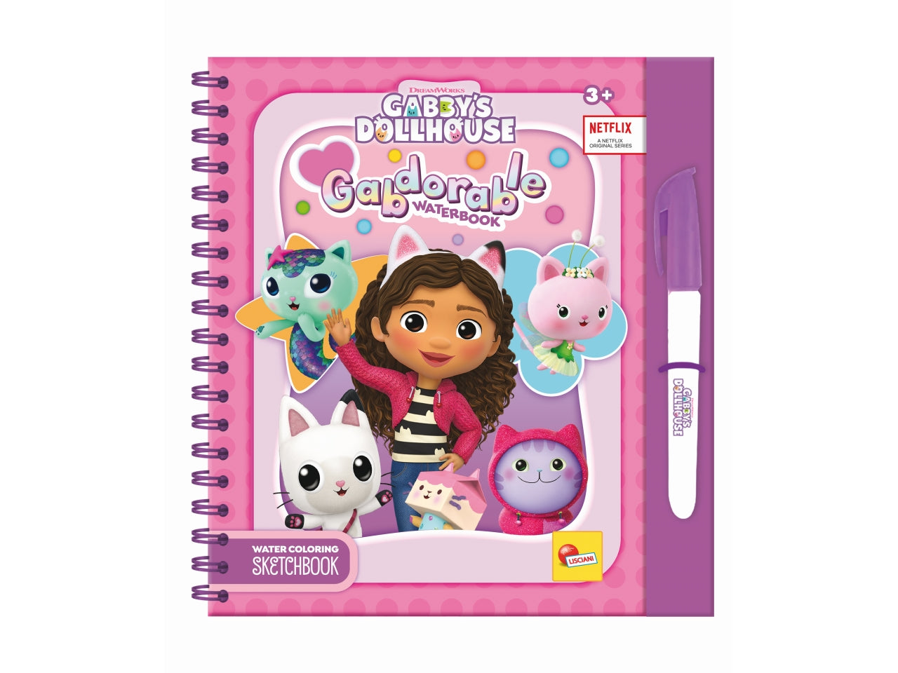 Libro Prescolare con Licenza Gabby's Dollhouse Sketchbook Gabdorable Waterbook - Multicolor, per Bambini da 3 Anni, Lisciani