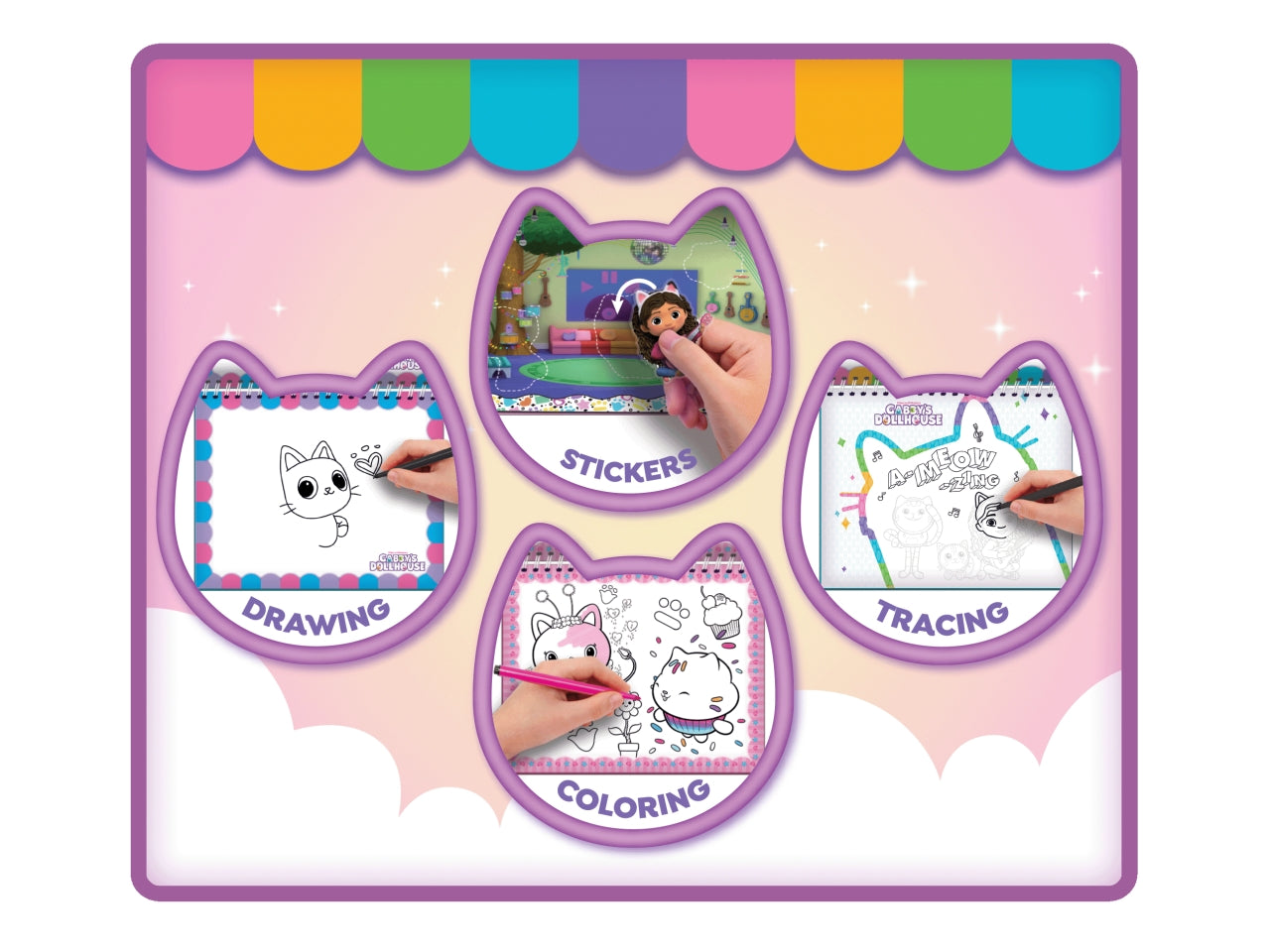 Libro Prescolare con Licenza Gabby's Dollhouse Sketchbook Gab-Tastic Book Color and Draw - Multicolor, per Bambini da 3 Anni, Lisciani