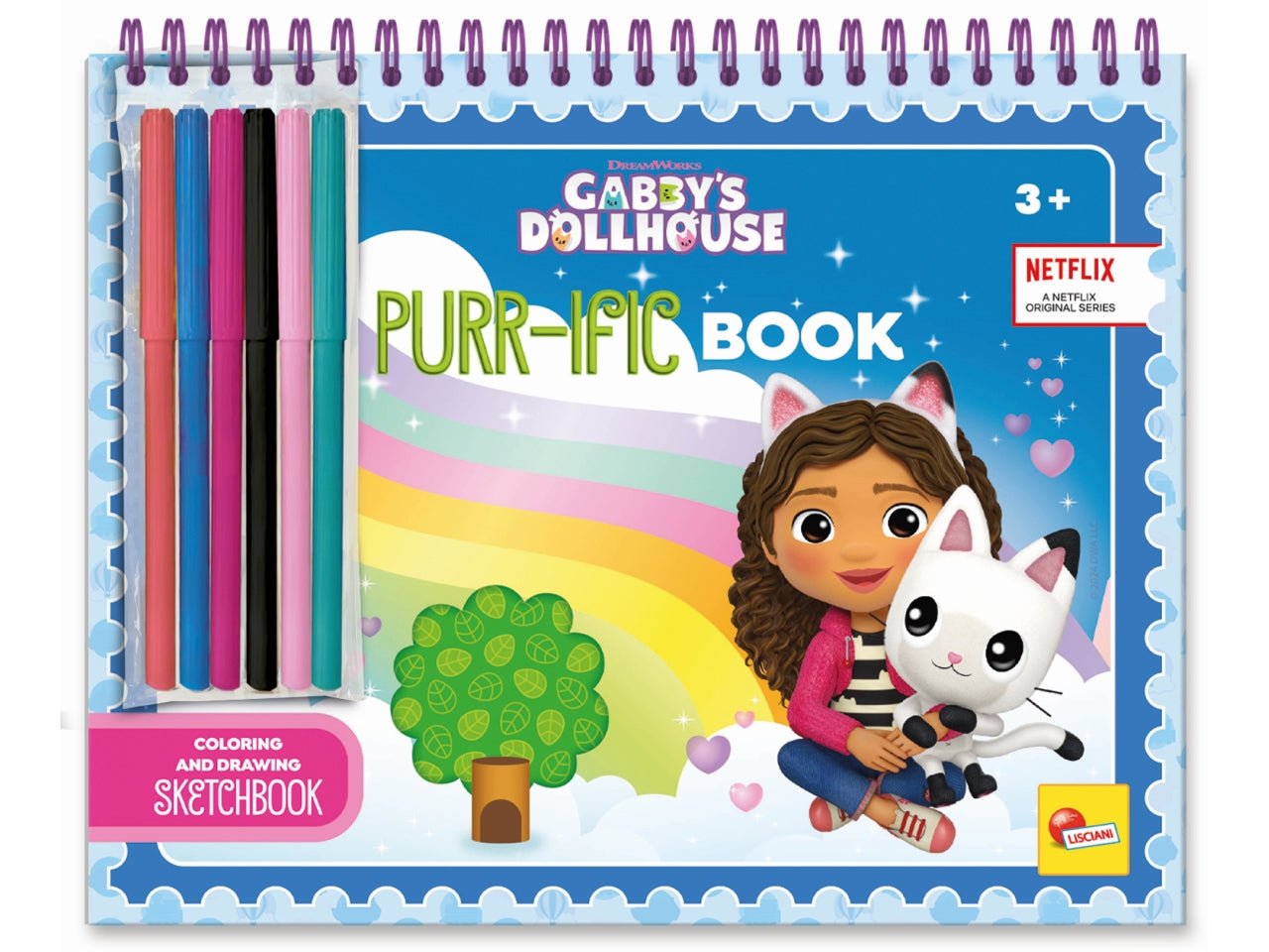 Libro Prescolare con Licenza Gabby's Dollhouse Sketchbook Purr-ific Book Color and Draw - Multicolor, per Bambini da 3 Anni, Lisciani