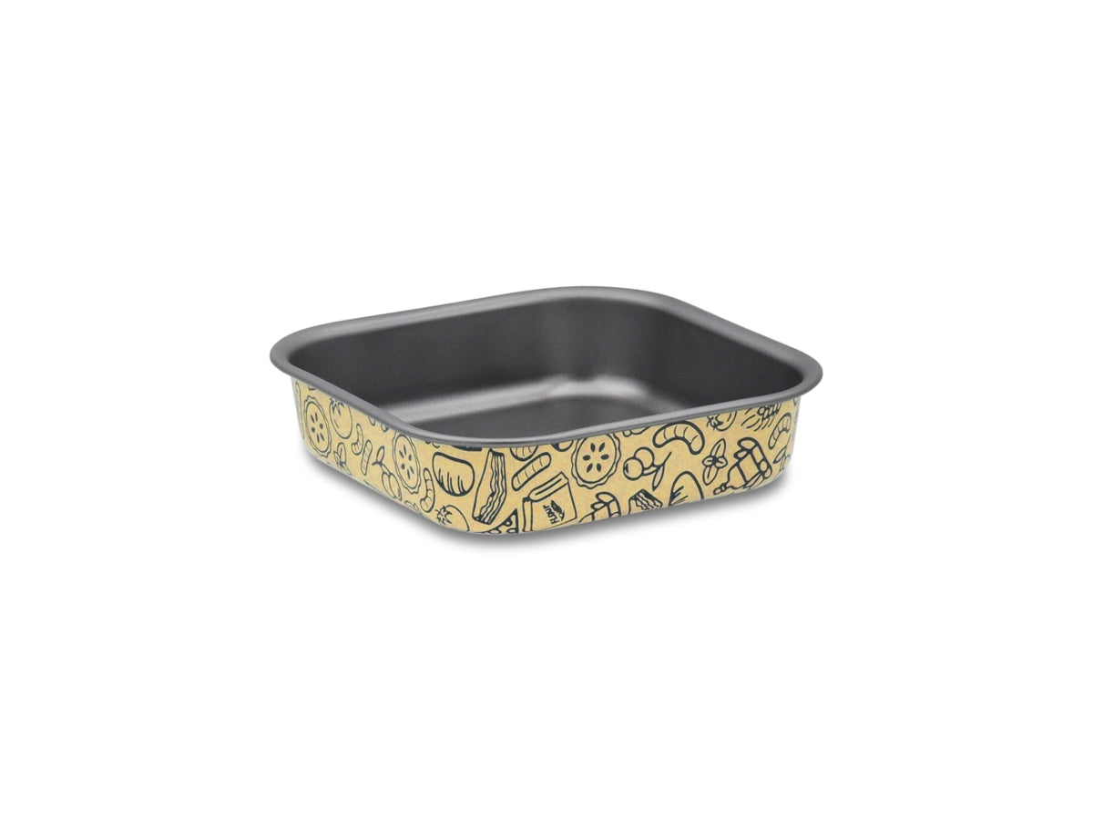 Tegame quadrato antiaderente per forno e friggitrice ad aria celeste e giallo 20x20 cm - Accademia Mugnano
