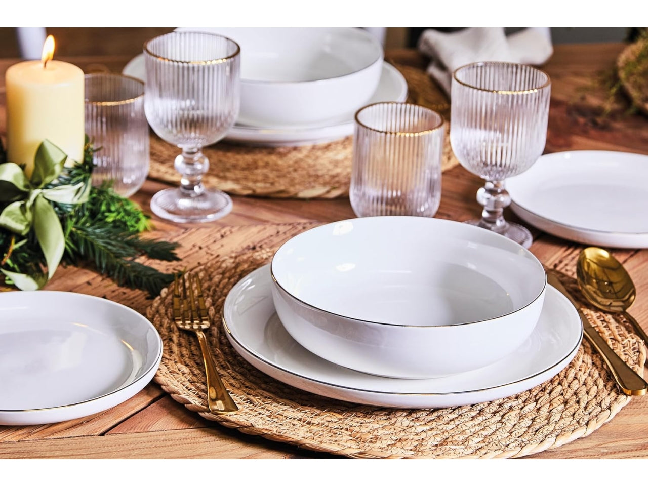 Servizio tavola 12 pz Edge filo oro