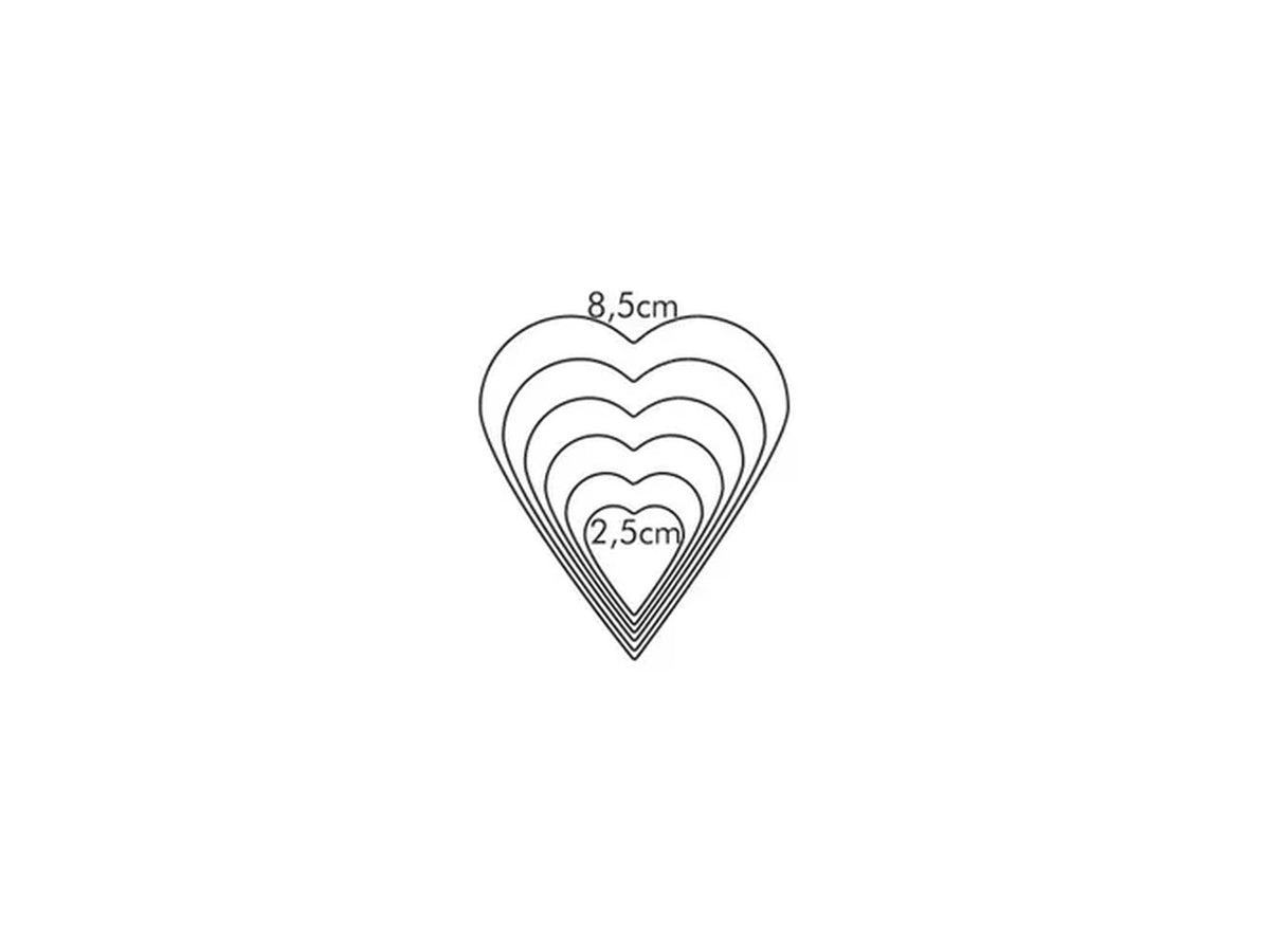 Tagliabiscotti Cuore in acciaio 6 pezzi da 25 a 85 cm Tescoma Delicia