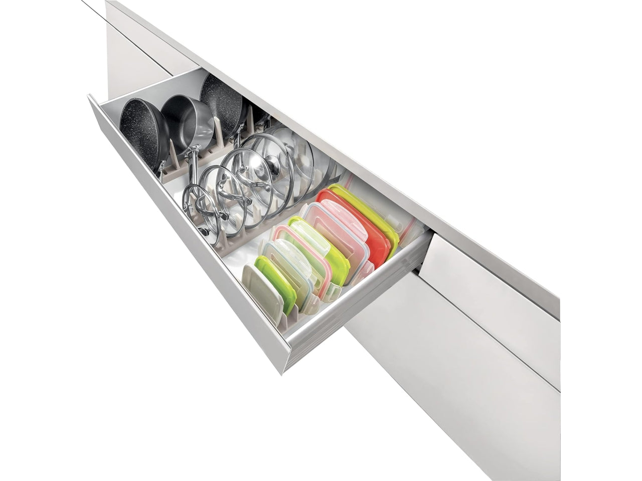 Porta coperchi Tescoma Flexispace bianco in plastica da 8 slot