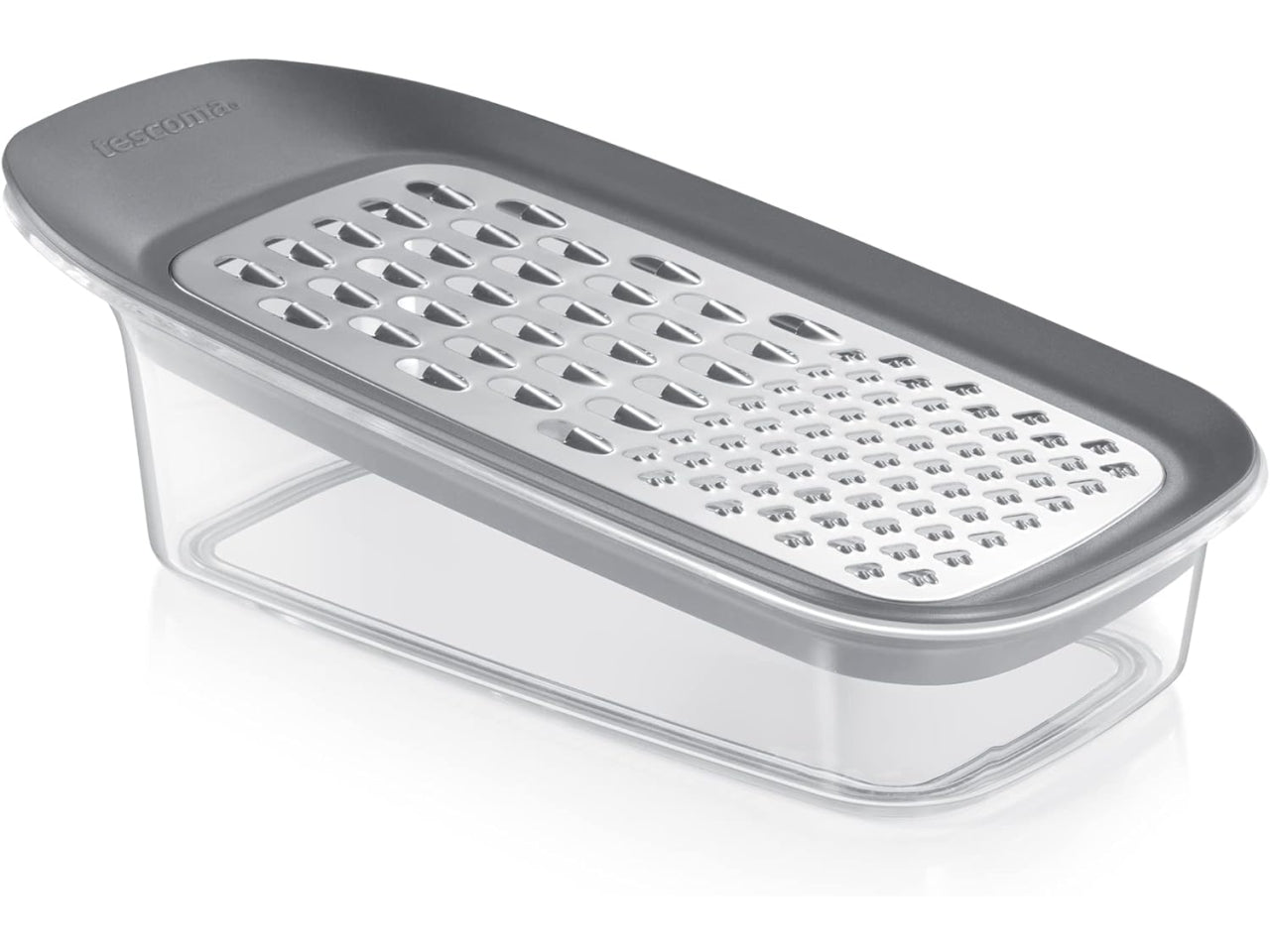 Grattugia in acciaio inox con contenitore in plastica Tescoma
