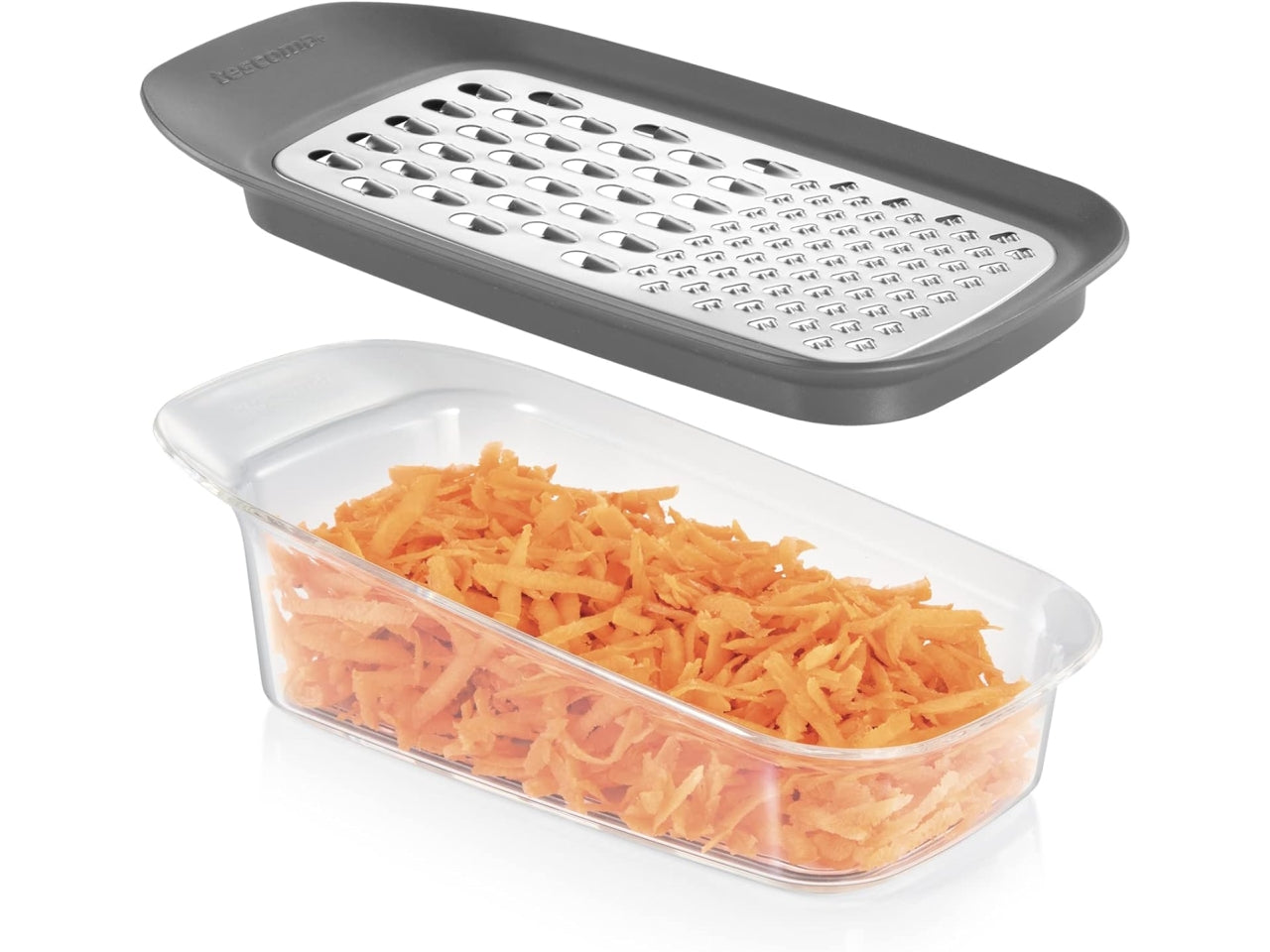 Grattugia in acciaio inox con contenitore in plastica Tescoma