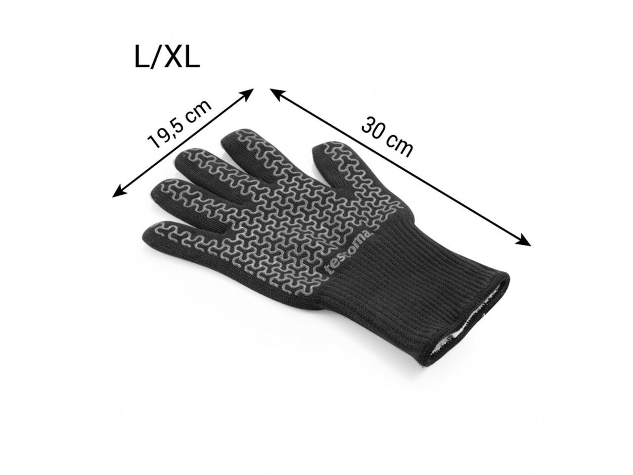 Guanto da forno e barbecue Grand Chef in cotone e silicone nero taglia l/xl, 19,5x30 cm - Tescoma