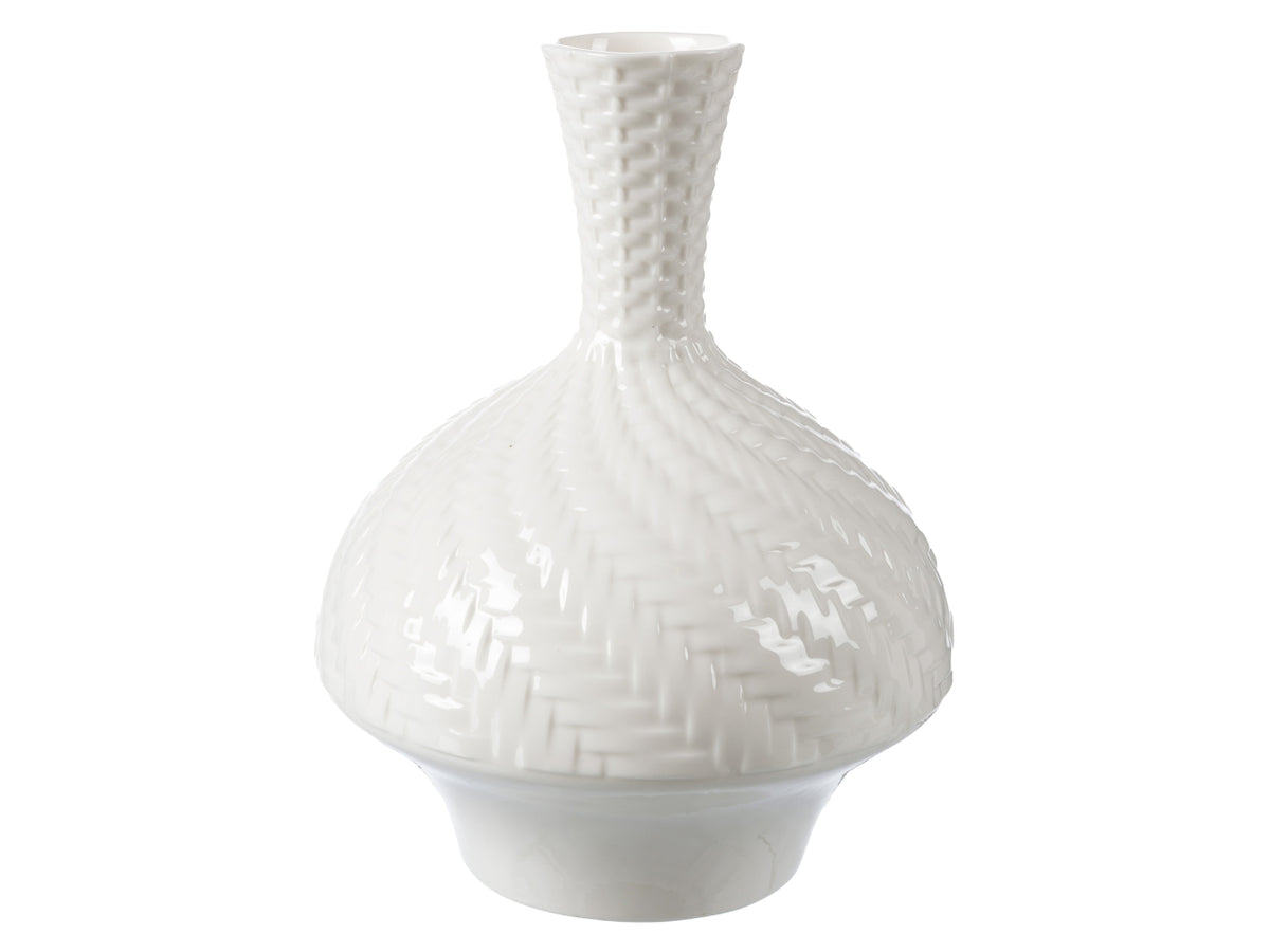 Vaso decorativo ampolla in stile shabby chic in ceramica bianca, uso interno, 18,5x23,5 cm - Coccole di Casa