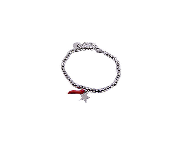 Bracciale acciaio c/corno e stellina
