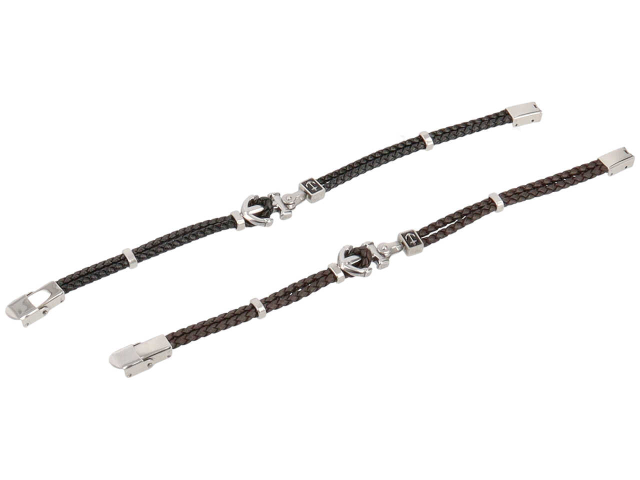Bracciale con 2 trecce p.u. ancora quadrata