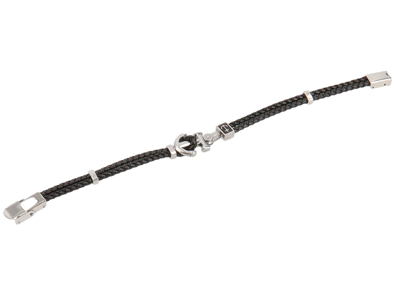 Bracciale con 2 trecce p.u. ancora quadrata