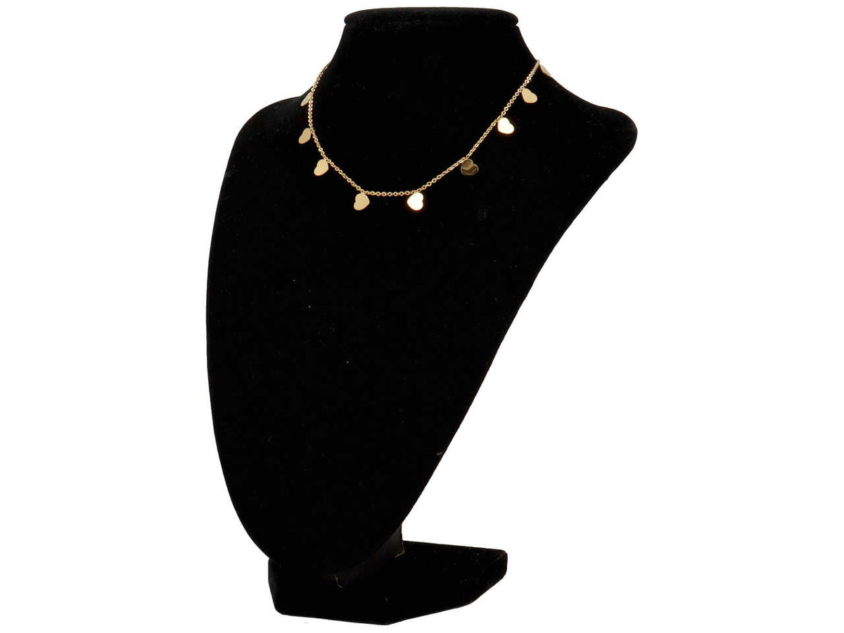 Collana acciaio con microcuori oro