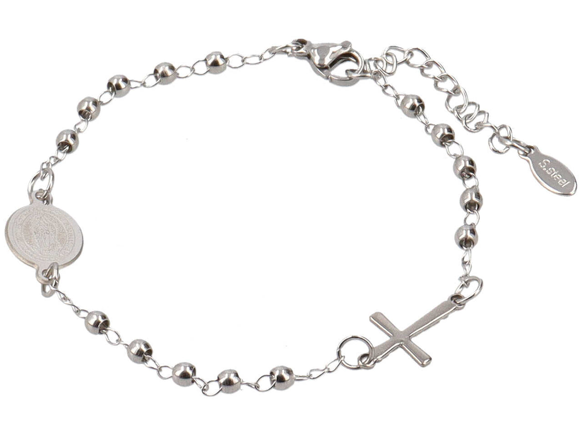 Bracciale rosario chiuso con sfere acciaio