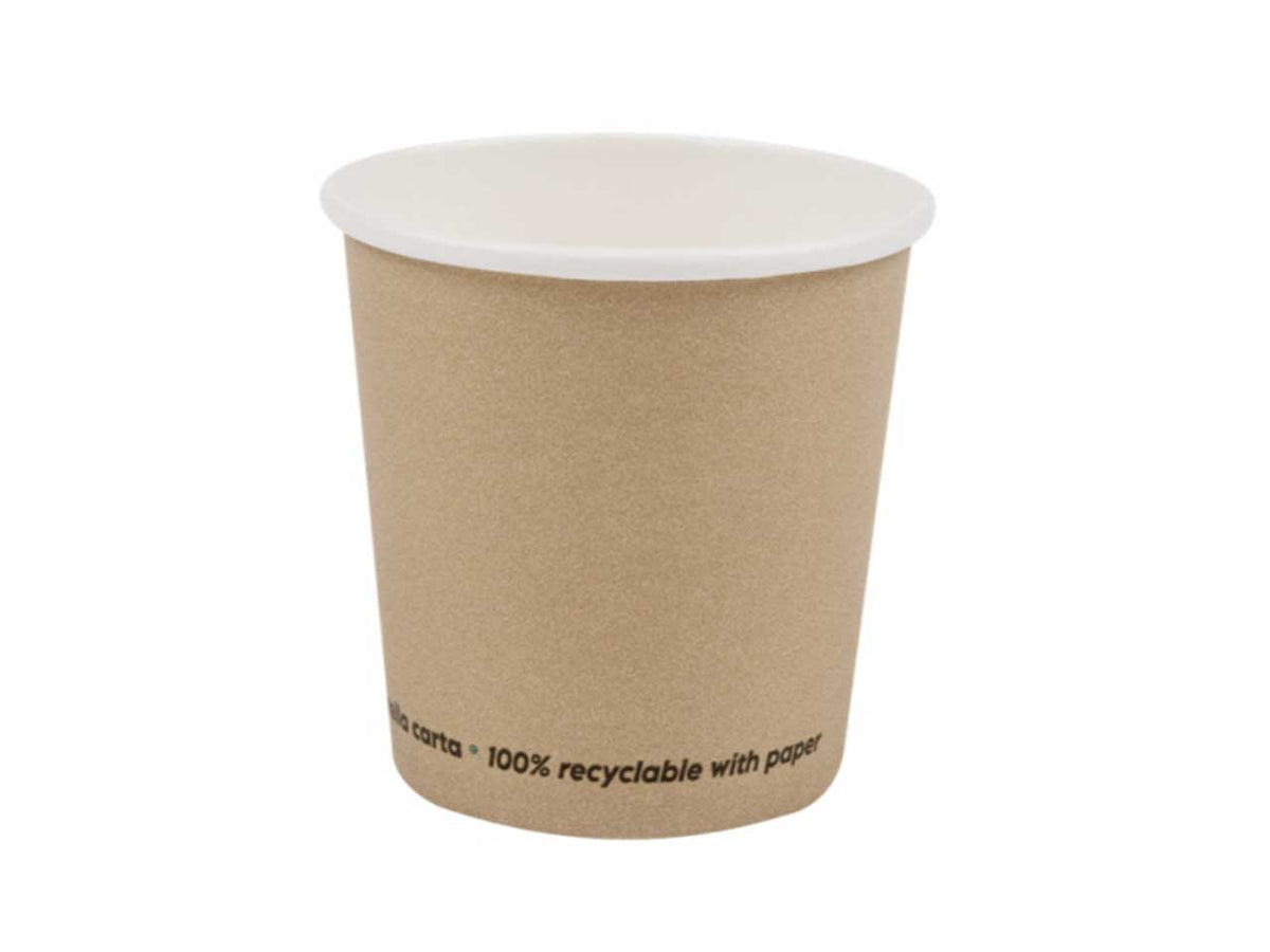 Bicchieri per caffè in cartoncino avana 100ml riciclabili, 50 pezzi - Signor Bio