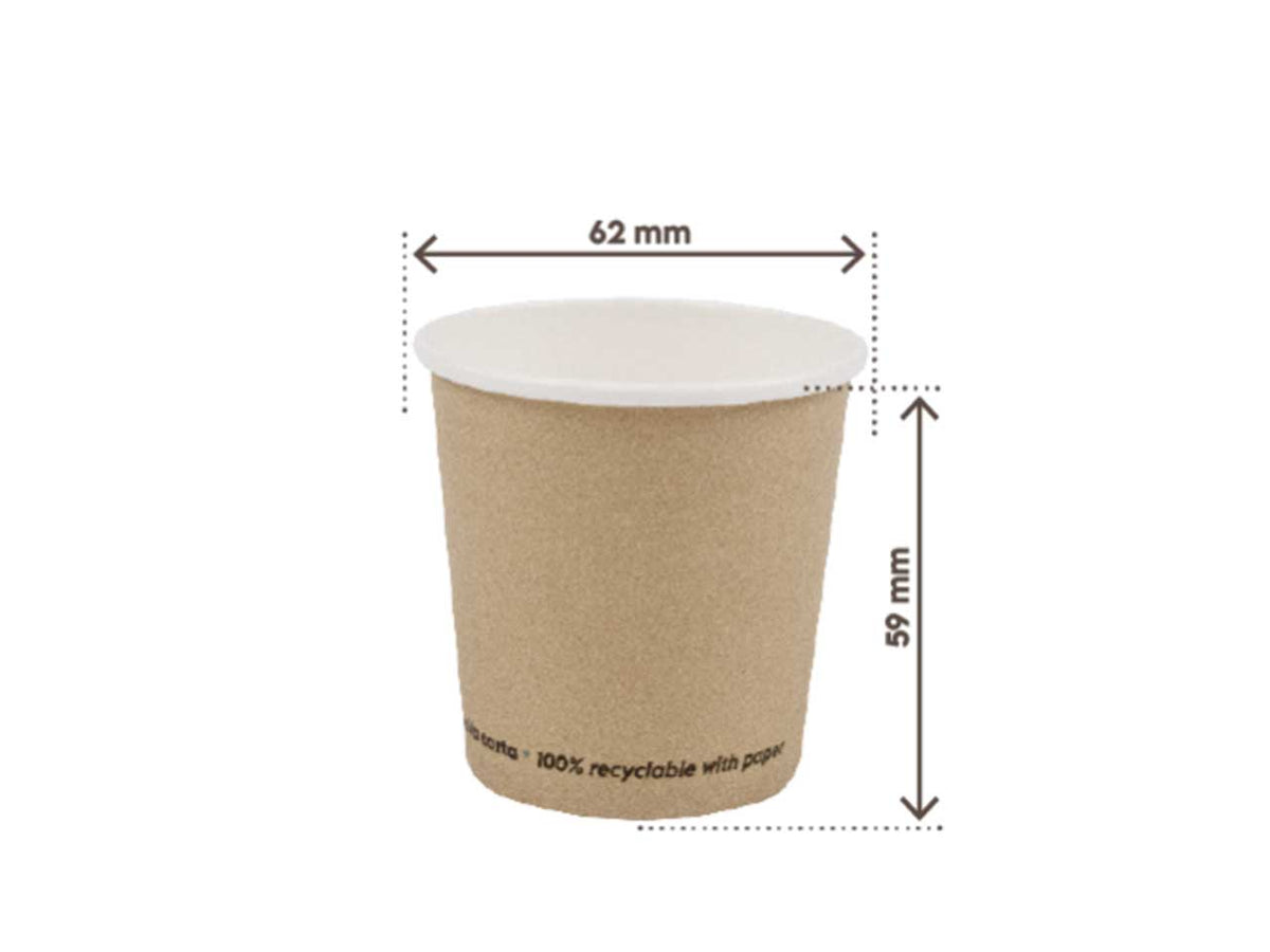 Bicchieri per caffè in cartoncino avana 100ml riciclabili, 50 pezzi - Signor Bio