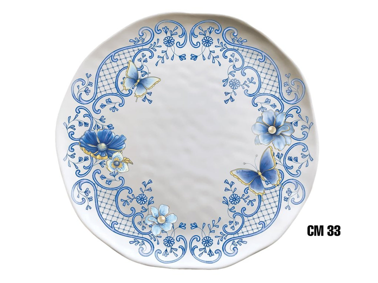 Piatto pizza o dolce in melanina 33 decoro blu