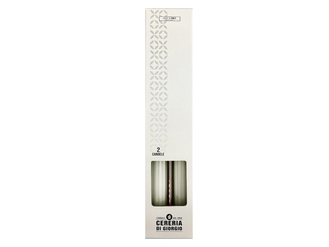 Candela dorica 25cm 2pz di colore bianco mat