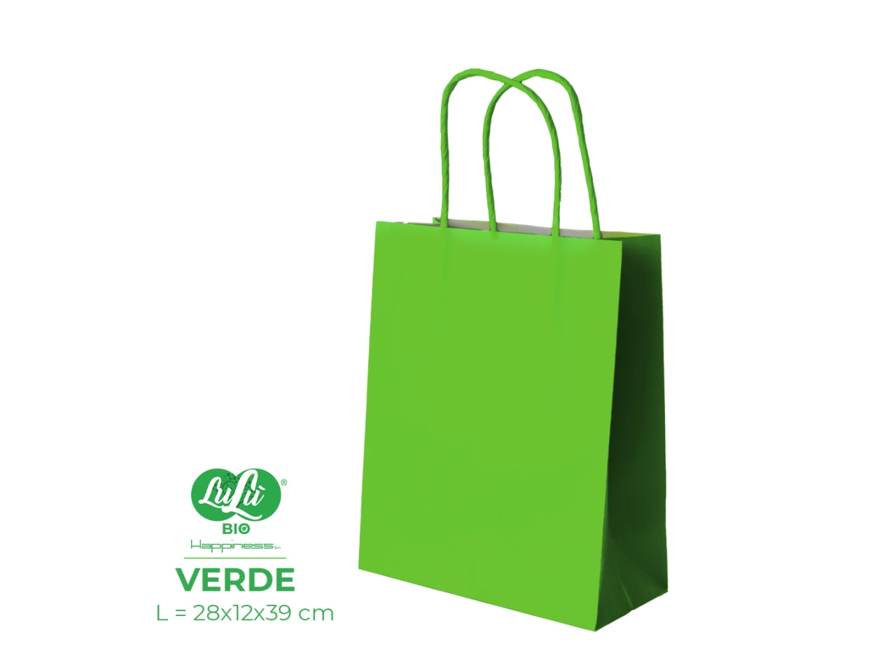 Busta di carta verde 28x12x39 cm
