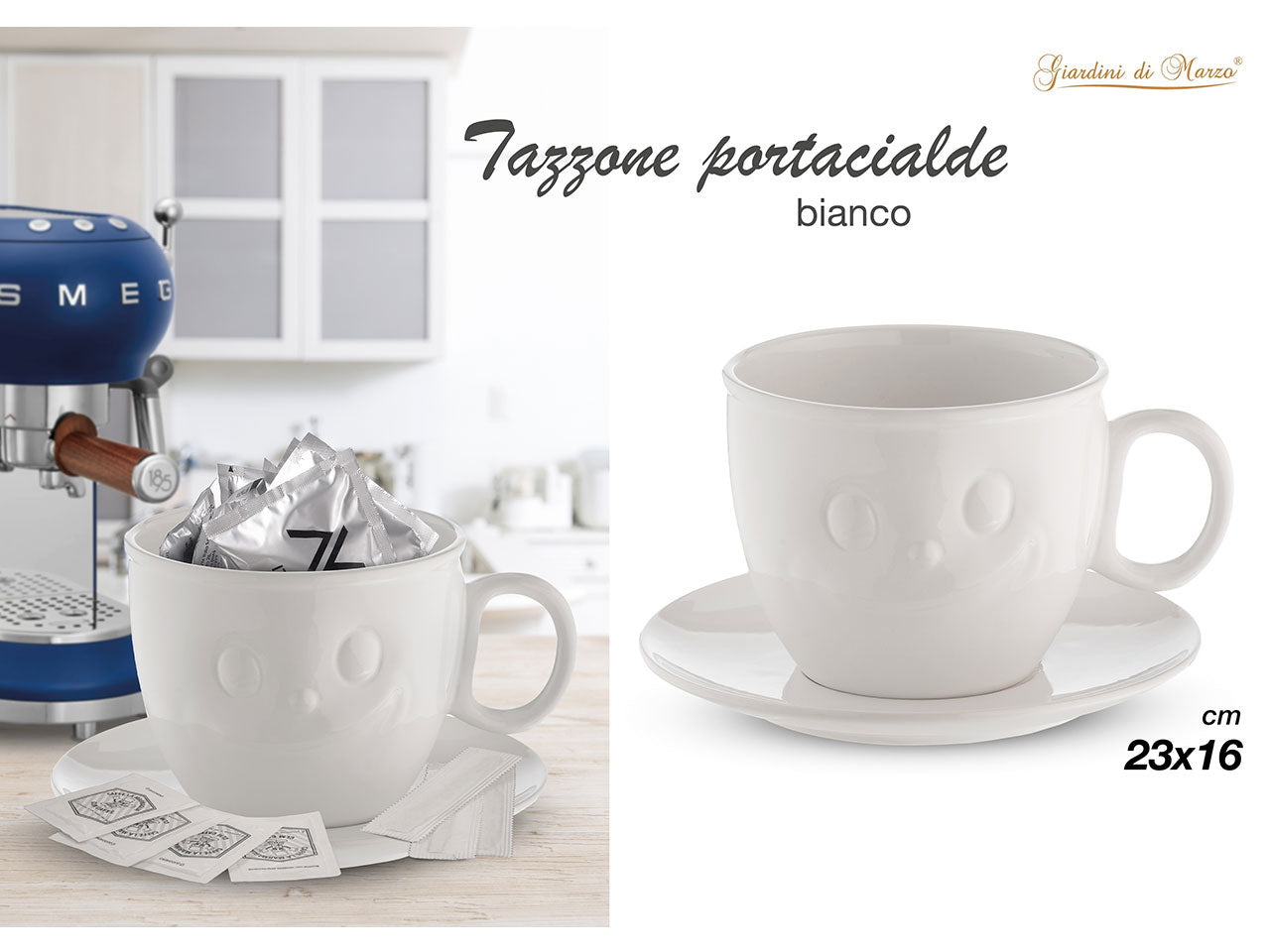 Portacialde tazzone sorriso 23x16cm bianco