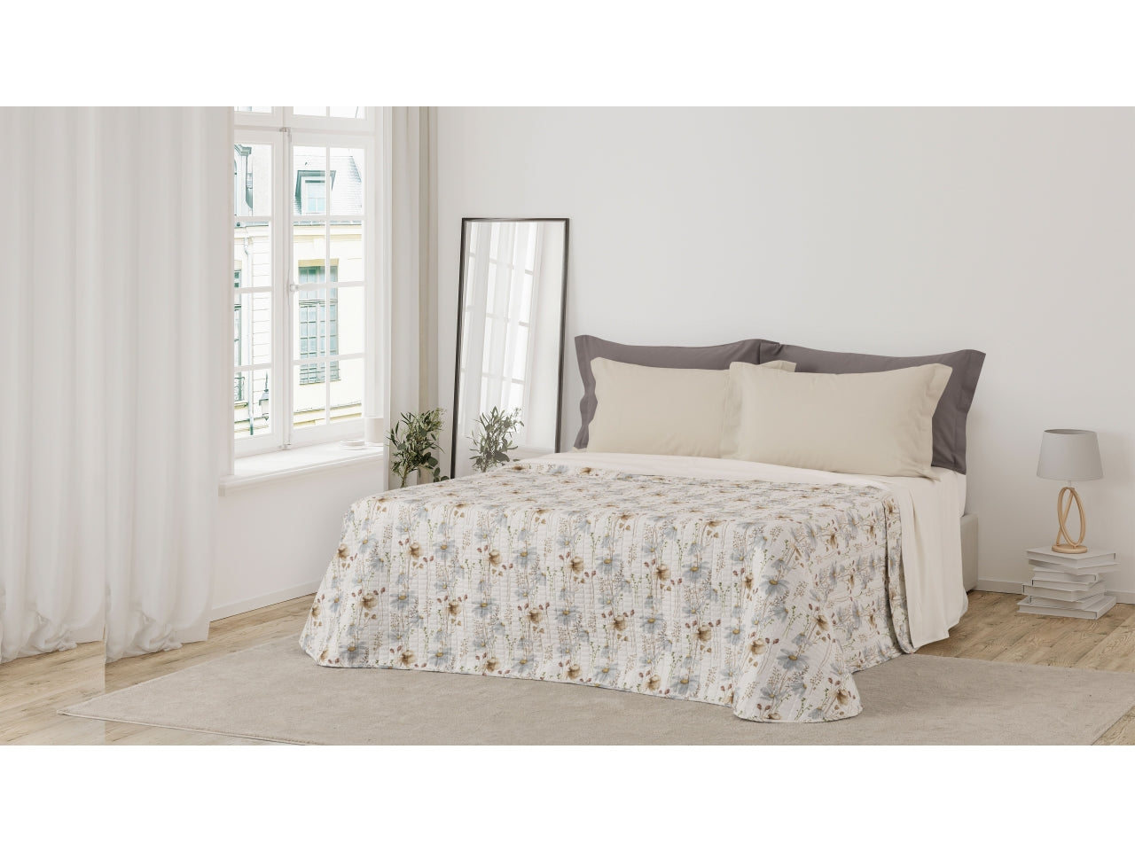 Marida quilt stampato per letto a 2 piazze blu