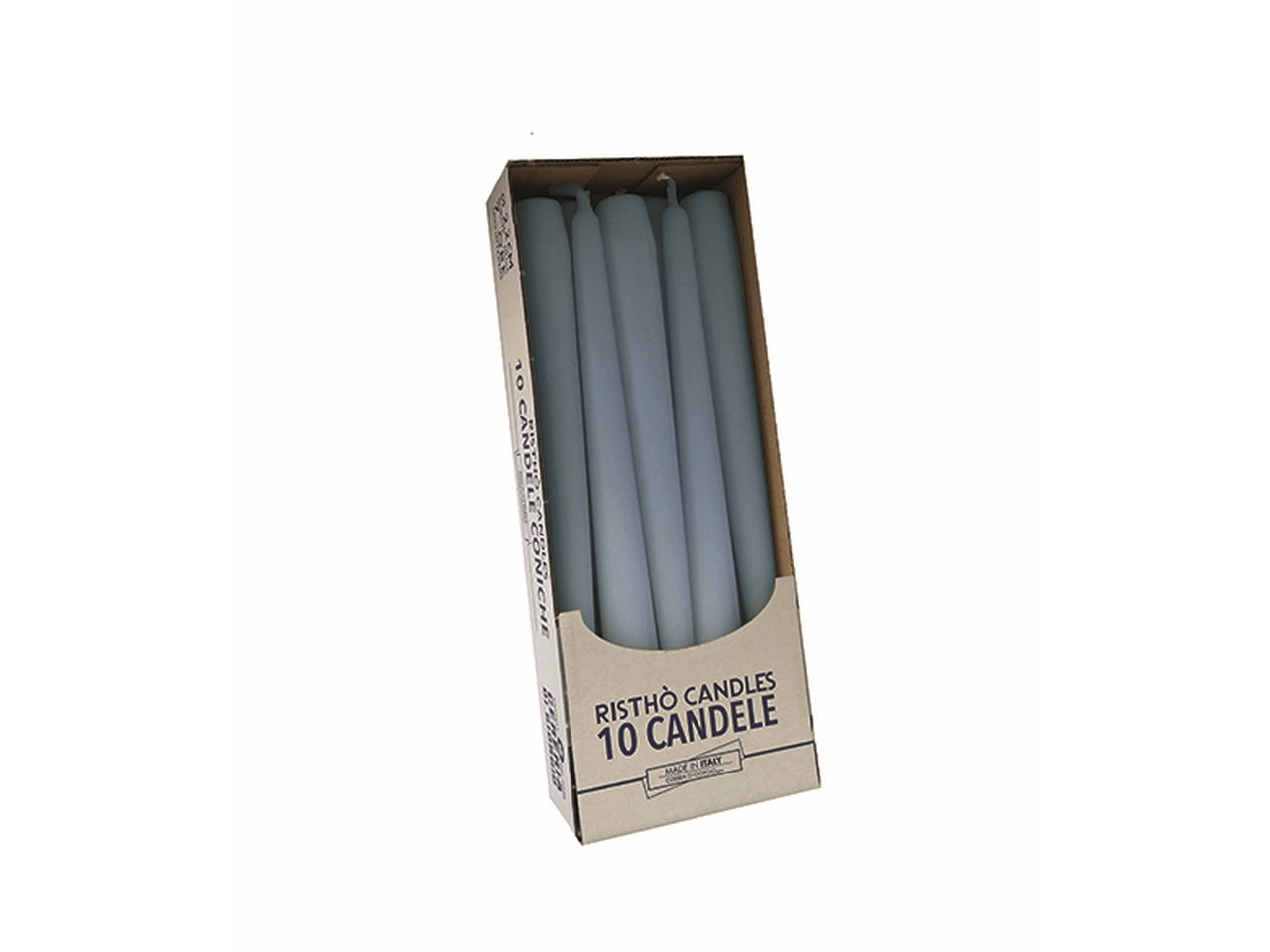 Candela conico 25cm confezione da 10pz blu polvere
