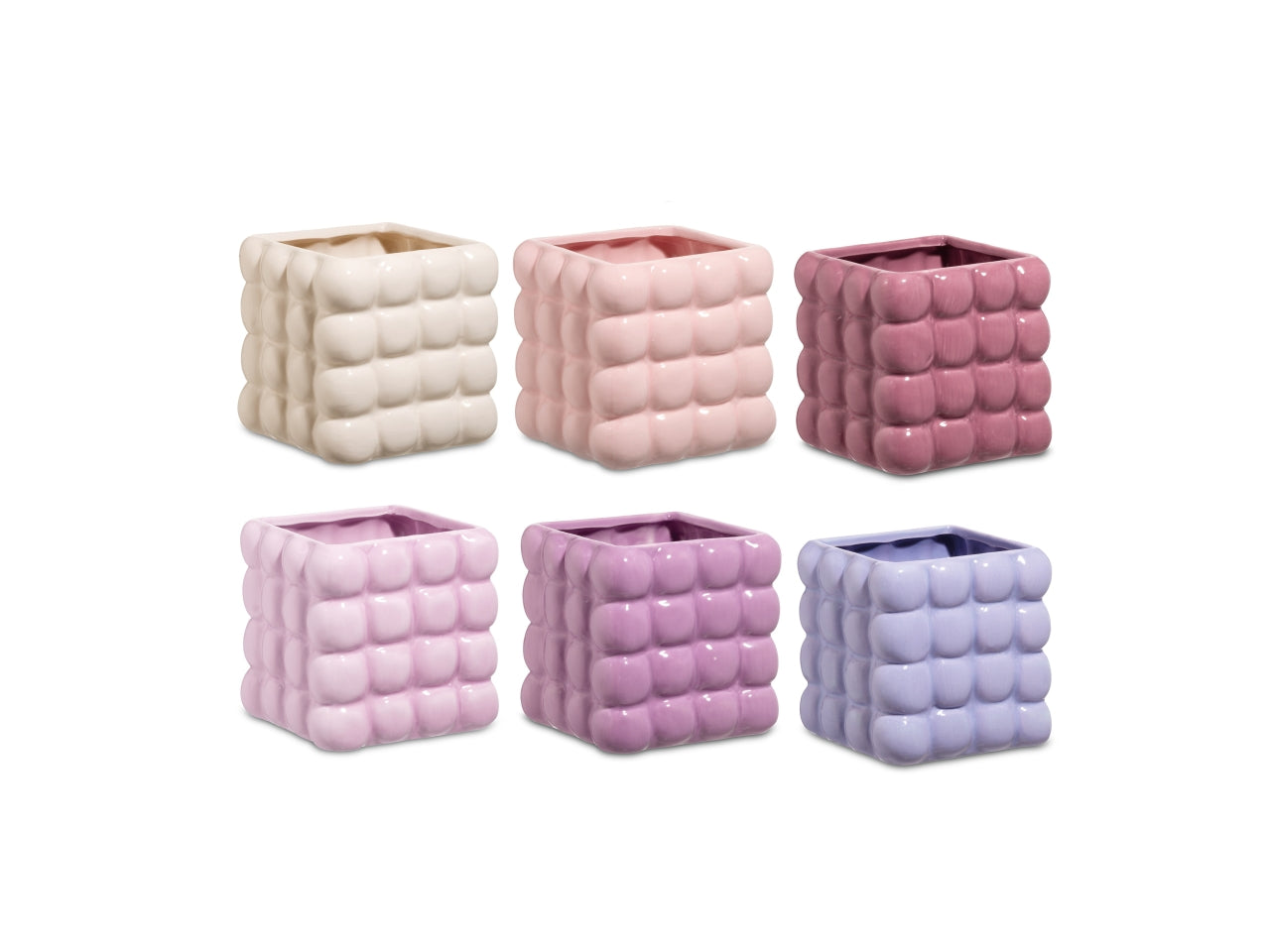 Vaso cachepot bubble cube 11,5x11,5x11,5cm in 6 colore assortiti