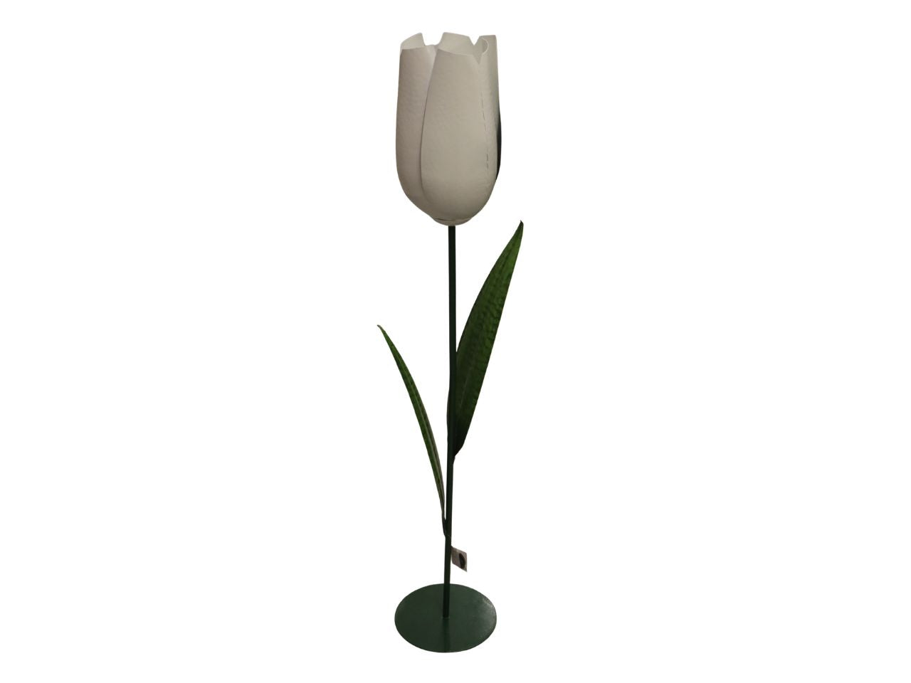 Fiore in metallo con base 35x21x100cm di colore bianco