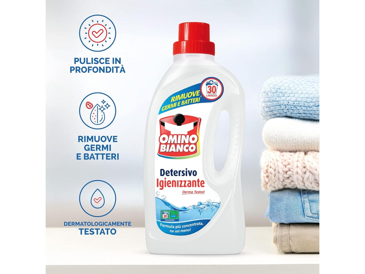 Omino bianco detersivo lavatrice igienizzante 30 lavaggi $