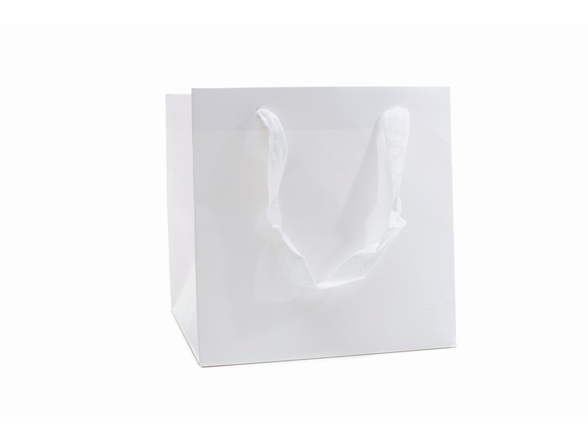 Shopper cube in carta bianca 220gr. 12x12x12cm