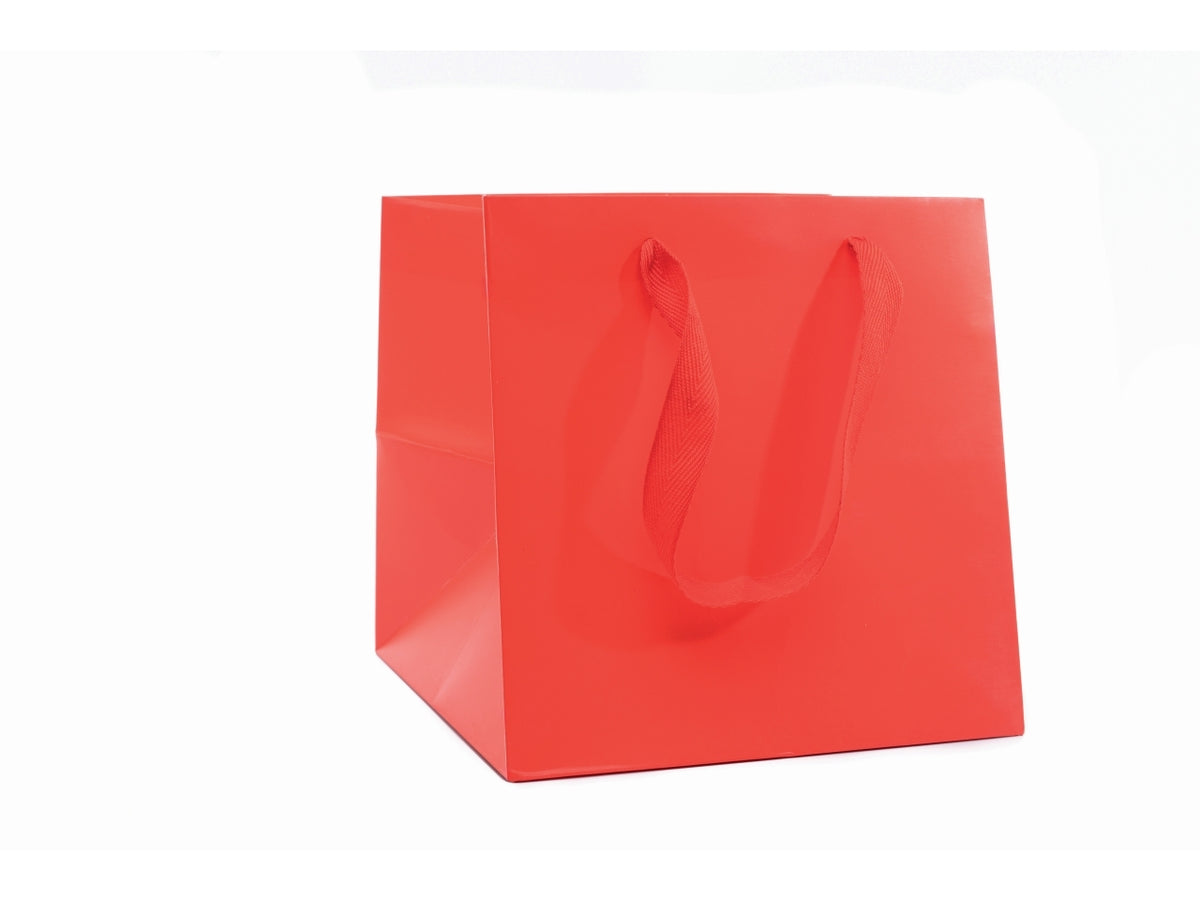 Shopper cube in carta rossa 220gr. 12x12x12cm