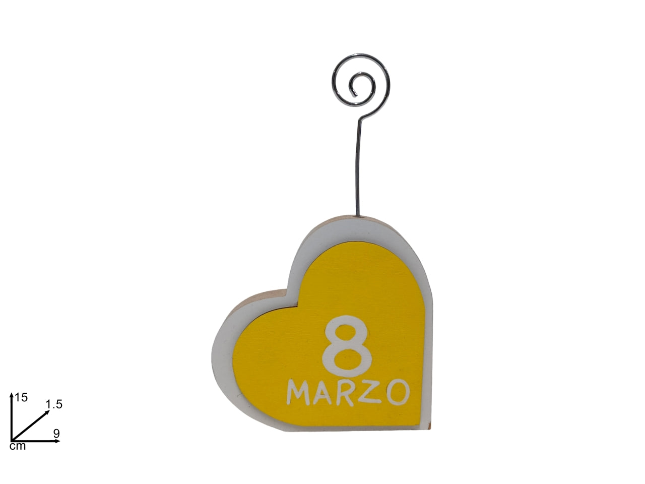 Cuore legno con fermabigliettino festa della donna