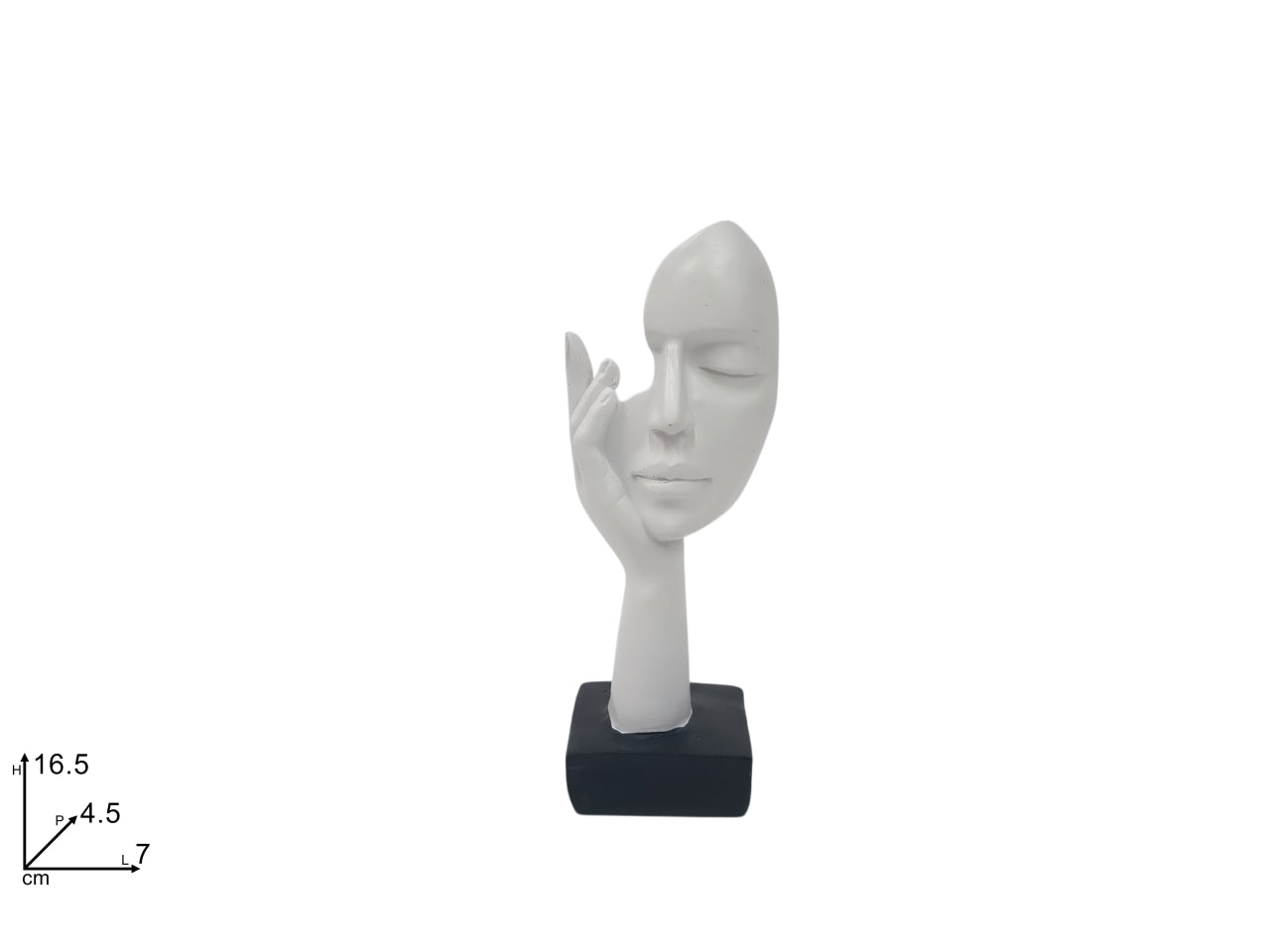 Statua viso con mano bianco