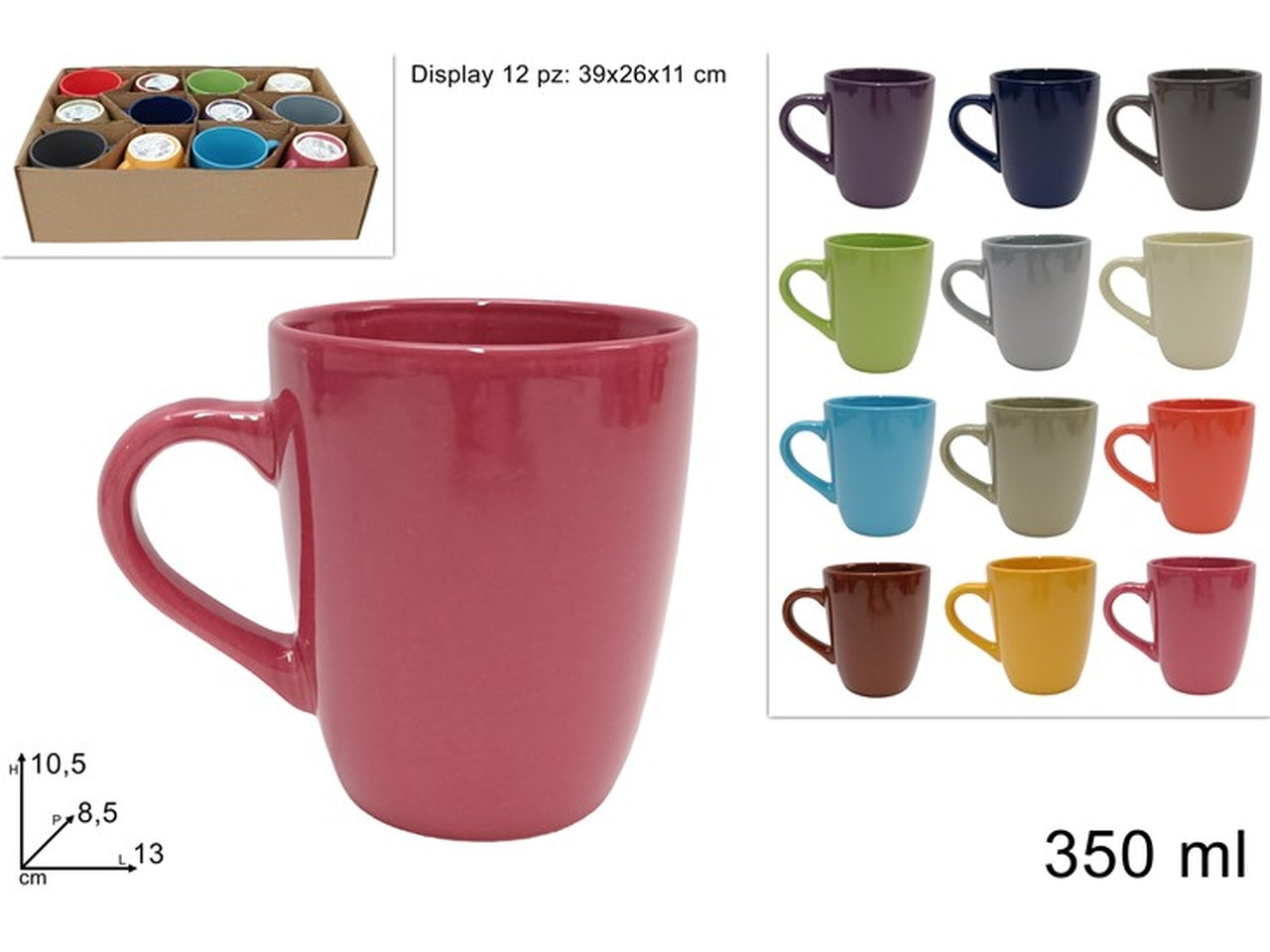 Tazzone mug in ceramica 350ml 12 varianti di colori