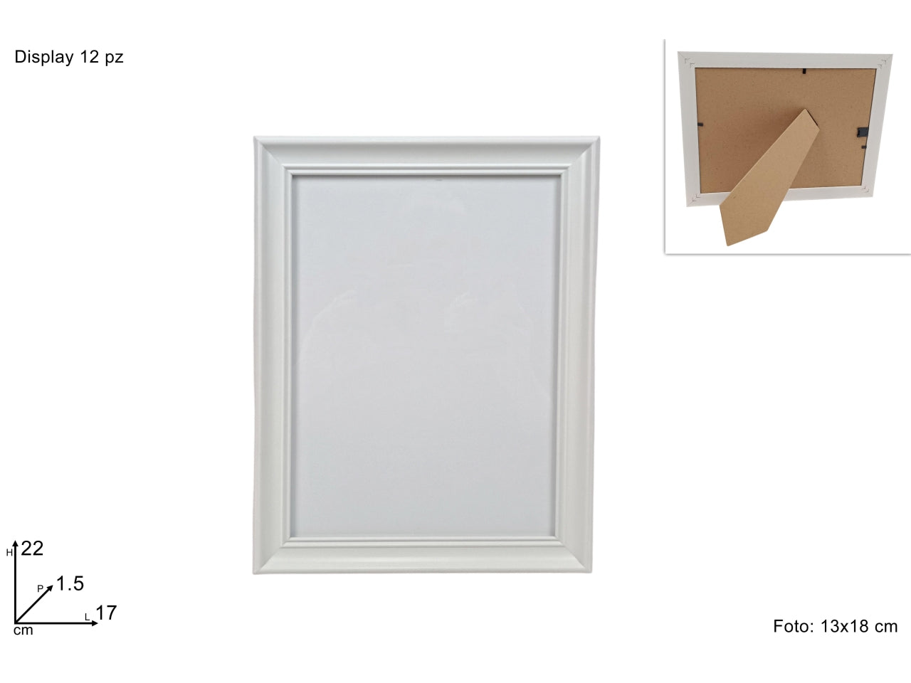 Portafoto effetto legno bianco 13x18cm