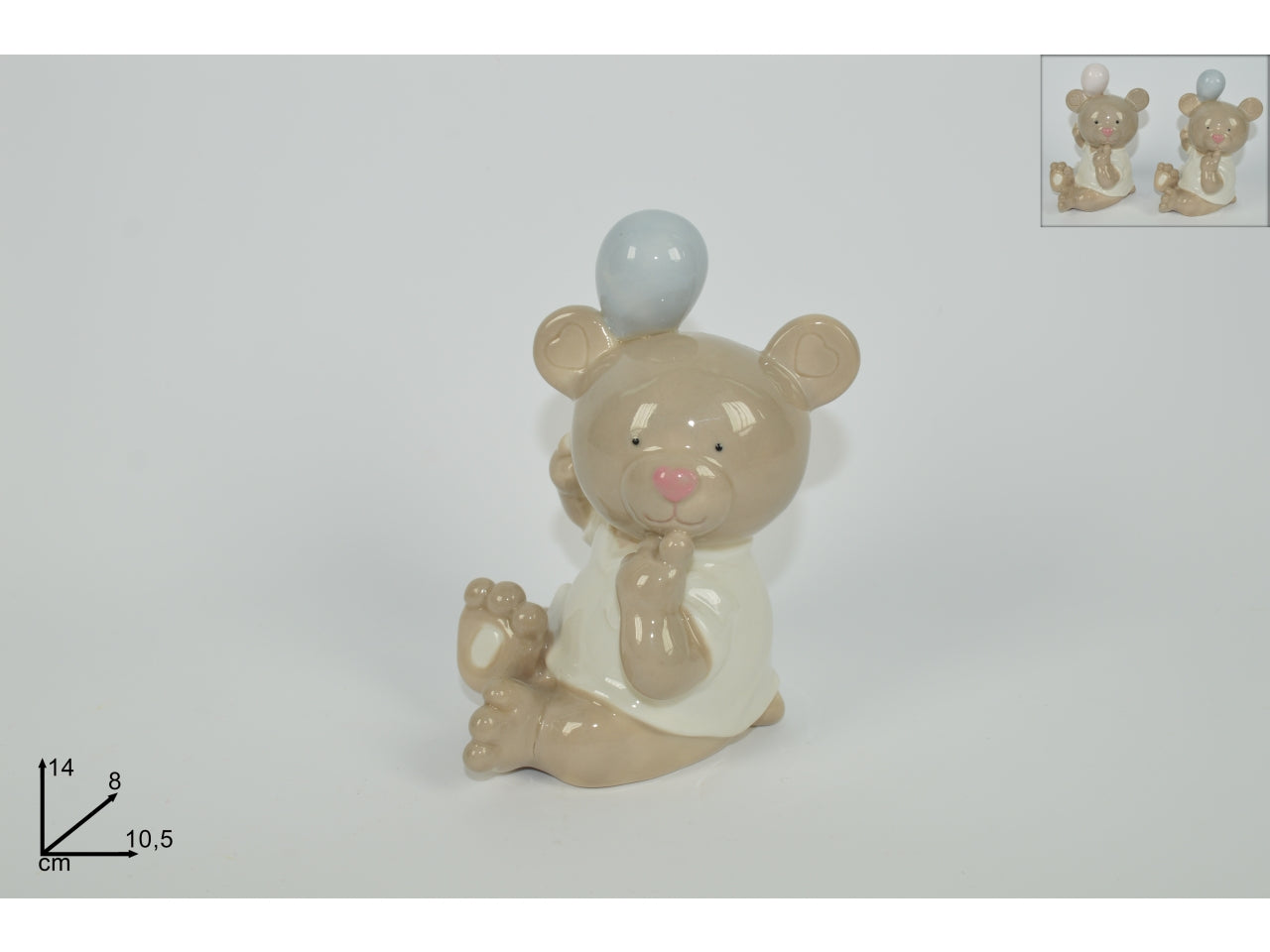 Orso seduto con palloncino 2 colori