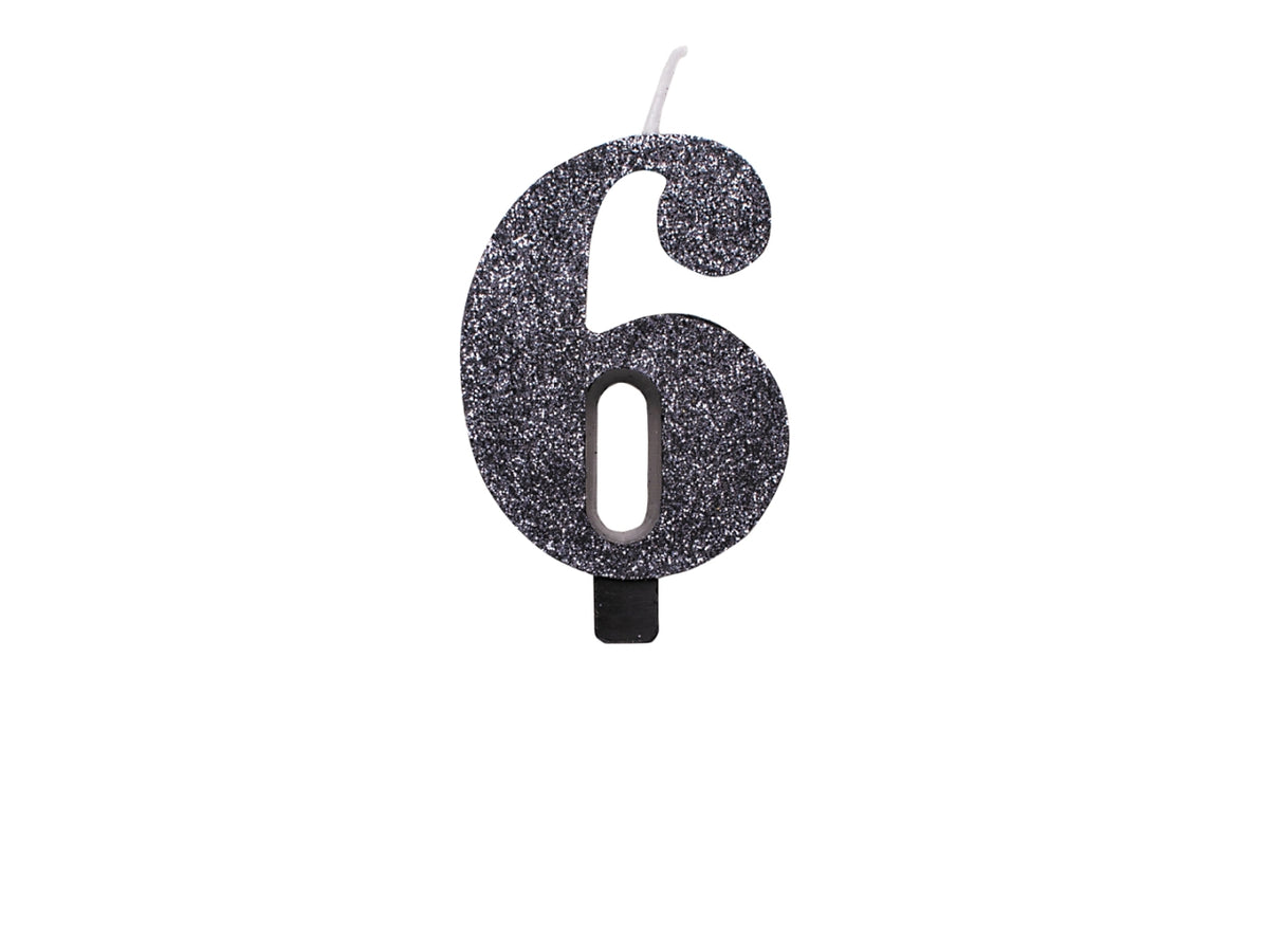 Candelina bio glitter n 6 cm 9,5 nero