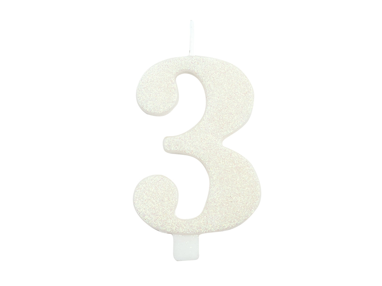 Candelina bio glitter 9,5cm n.3 bianca