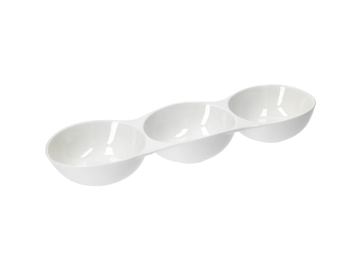 Antipastiera 3 posti 35x10,5xh5cm di colore bianc0