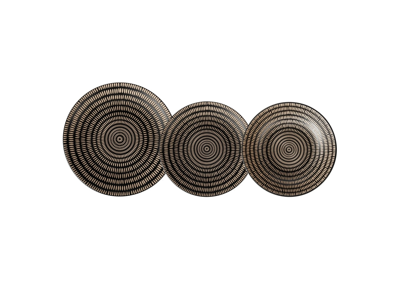 Servizio di piatti con decoro maya 18pz in porcellana di colore nero