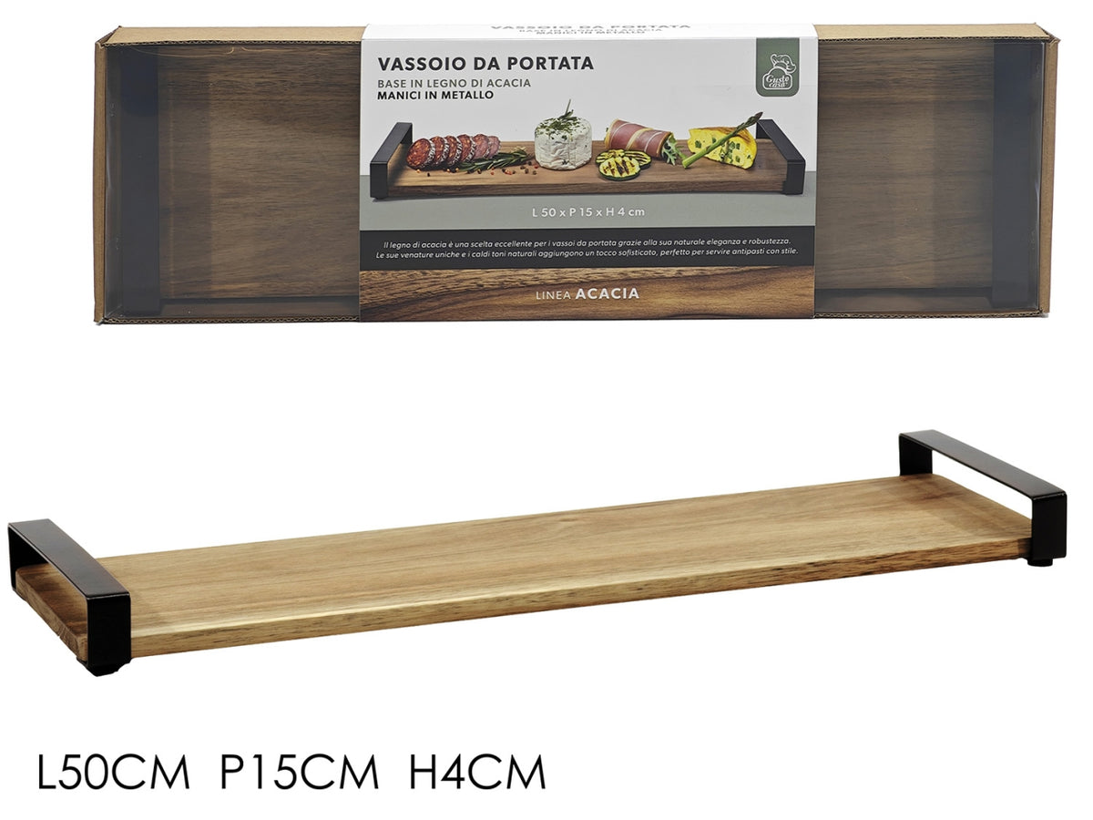 Vassoio linea acacia con manici 50x15xh4cm