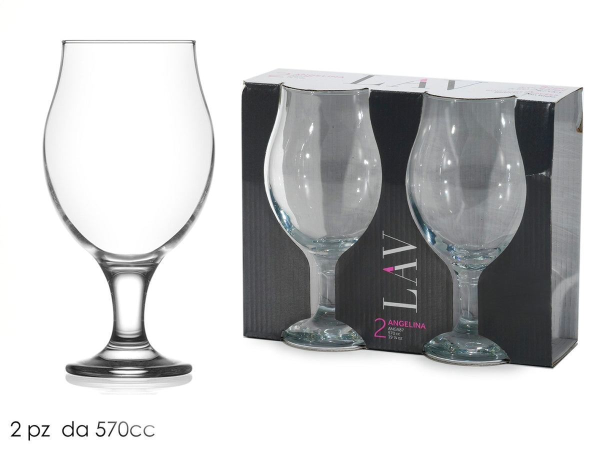 Bicchieri birra decoro angelina 570cc set di 2 pezzi