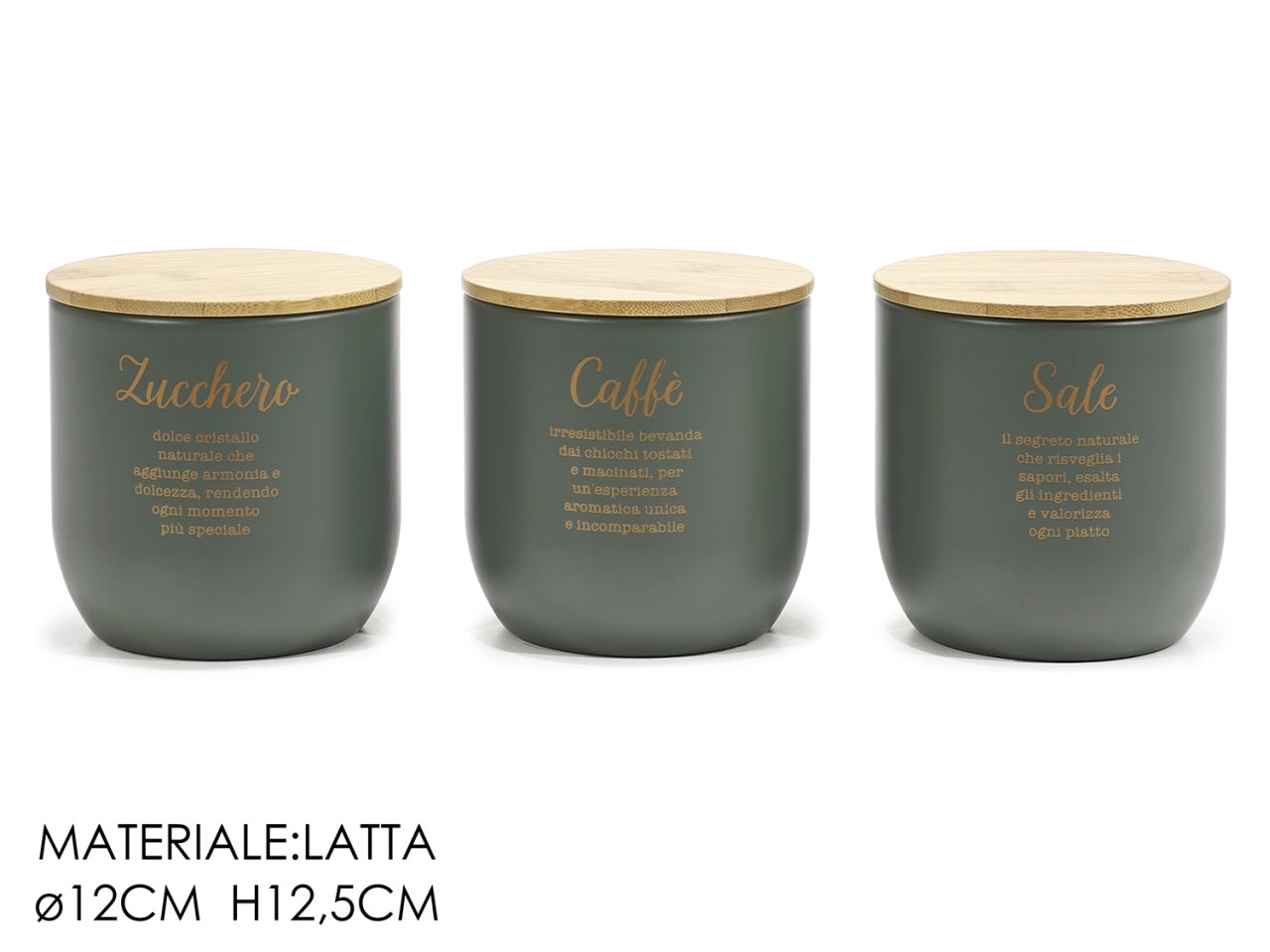 Barattolo in latta con coperchio d.12xh12,5cm di colore verde assortiti