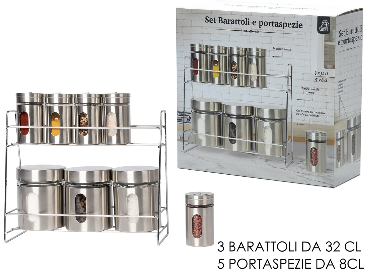 Barattoli e portaspezie set 8 pezzi con stand