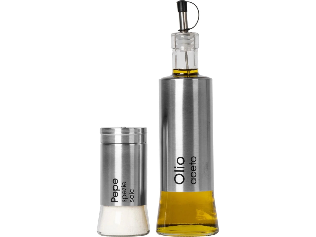 Set olio aceto sale e pepe conposto da 4 pezzi con stand