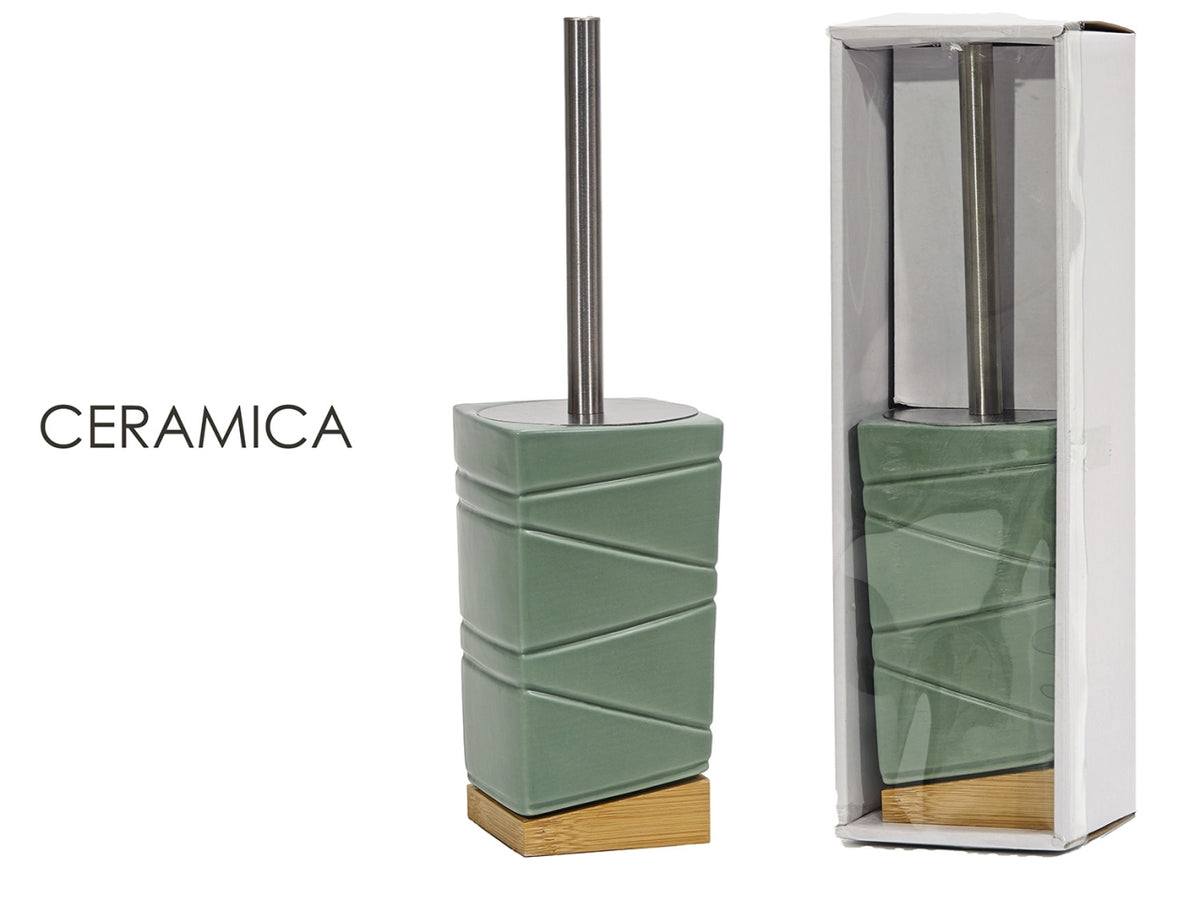 Portascopino di bamboo 11x11xh32cm di colore verde